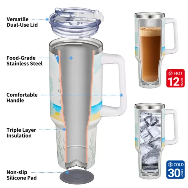 Stainless Steel Insulated 40 oz Travel Tumbler - Garden - Image 4