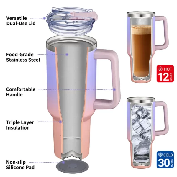 Stainless Steel Insulated 40 oz Travel Tumbler - Lavender Dream - Image 4