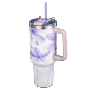 Stainless Steel Insulated 40 oz Travel Tumbler - Violet Leaves